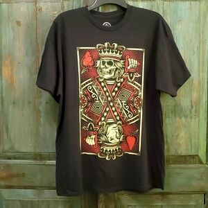 DOOM King of Spade Skeleton mens short sleeve black Graphic T-shirt Size Xl